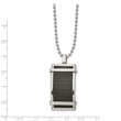 Stainless Steel Polished Solid Black Carbon Fiber Inlay Curved 22in Neckla