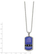 Stainless Steel Polished Enameled Lapis DAD Dog Tag 22in Necklace