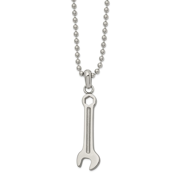 Stainless Steel Polished Wrench Necklace