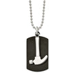 Stainless Steel Polished Blk IP-plated Moveable Hammer DogTag Necklace