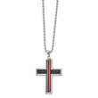 Stainless Steel Brushed & Polished w/Fiber Glass 22in Cross Necklace