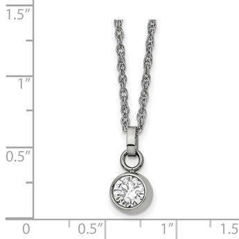 Stainless Steel Polished CZ 20in Necklace