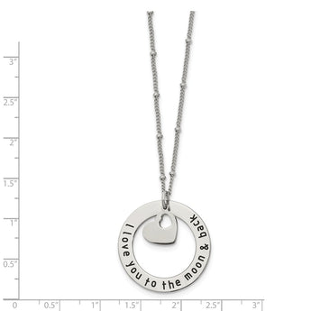 Stainless Steel Polished I LOVE YOU TO THE MOON 20in. Necklace