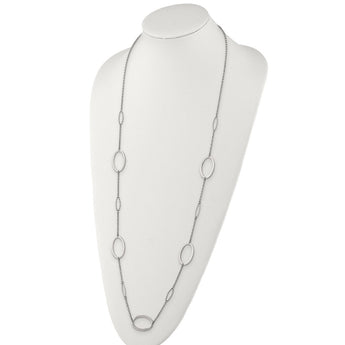 Stainless Steel Polished 38in Fancy Oval Link Necklace