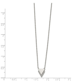 Stainless Steel Polished w/CZ Double Triangles 16.5in Necklace