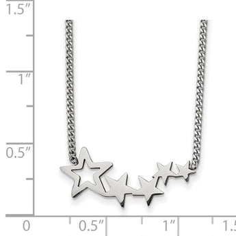 Stainless Steel Polished Stars 18in w/2in extension Necklace