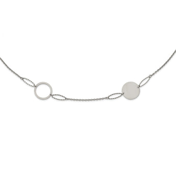 Stainless Steel Polished 36in Fancy Circle Link Necklace