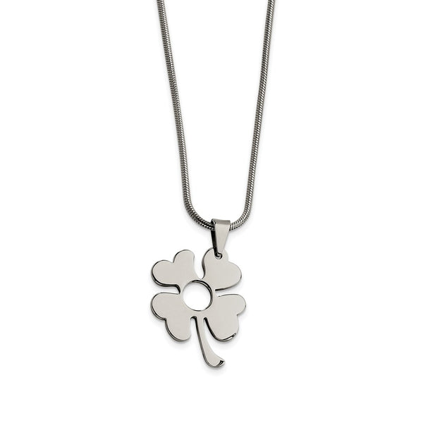 Stainless Steel Four Leaf Clover Pendant 18in Necklace