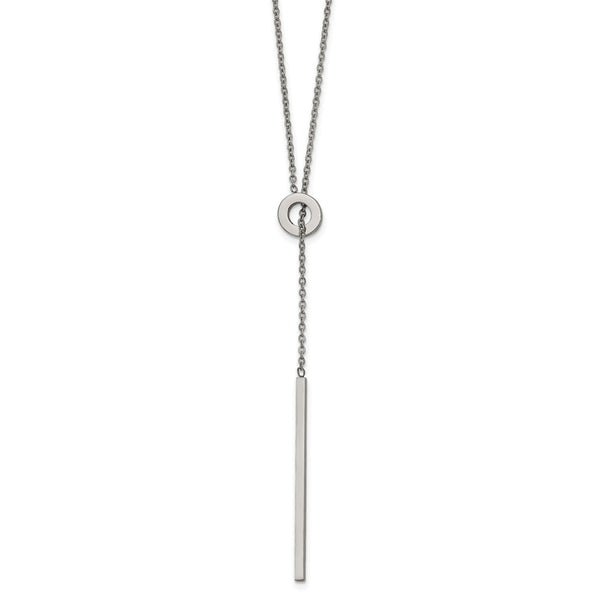 Stainless Steel Polished Adjustable 16.5in w/2in ext. Y Necklace
