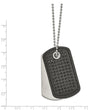 Stainless Steel Brushed Black Leather 22in Dog Tag Necklace