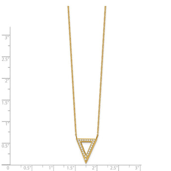 Stainless Steel Polished Yellow IP-plated CZ Triangle w/2.5in ext. Necklace