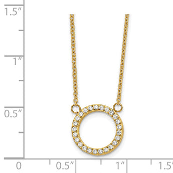 Stainless Steel Polished Yellow IP w/CZ Circle w/2.5in ext. 17in Necklace