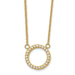Stainless Steel Polished Yellow IP w/CZ Circle w/2.5in ext. 17in Necklace