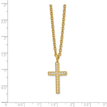 Stainless Steel Polished Yellow IP-plated with CZ Cross 20in Necklace