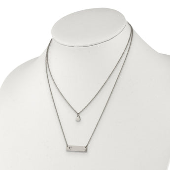Stainless Steel Polished Heart and Bar Multi-strand 1.5in ext Necklace