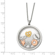 Stainless Steel Rose & Yellow Ip-plated Crystal & Charms 2in ext Necklace