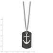 Stainless Steel Polished Black IP-plated Laser cut Anchor 22in Necklace