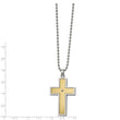 Stainless Steel w/ 18k gold accent .02ct Diamond Cross Necklace