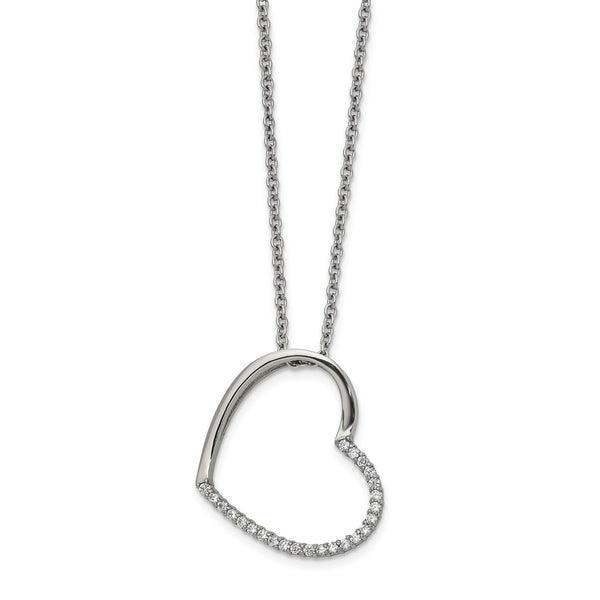 Stainless Steel Polished with CZ Heart 20in Necklace