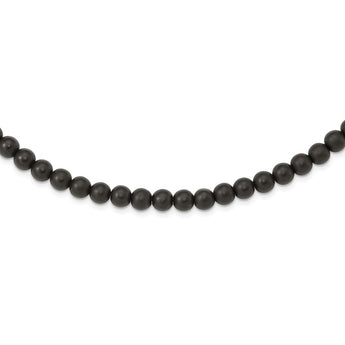 Stainless Steel Brushed Black Agate Antiqued Clasp 27in Necklace