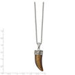 Stainless Steel Polished Tiger's Eye 24in Horn Necklace