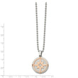 Stainless Steel Brushed and Polished Rose IP-plated Compass 24in Necklace