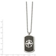 Stainless Steel Brushed and Polished Black IP-plated Compass 24in Necklace