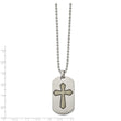 Stainless Steel Brushed & Textured Black/Yellow IP Cross Dog Tag Necklace