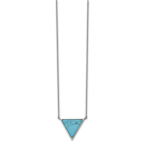 Stainless Steel Polished w/Reconstructed Howlite Triangle w/2in ext. Neckla