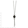 Stainless Steel Polished Black IP Adjustable Beads up to 26in Necklace