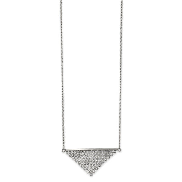 Stainless Steel Polished w/Preciosa Crystal 16in w/2in ext. Necklace