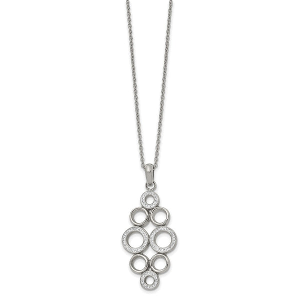 Stainless Steel Polished w/Preciosa Crystal 16in w/2in ext. Necklace