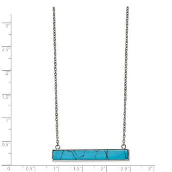 Stainless Steel Polished w/Reconstructed Howlite Bar w/1.75in ext. Necklace