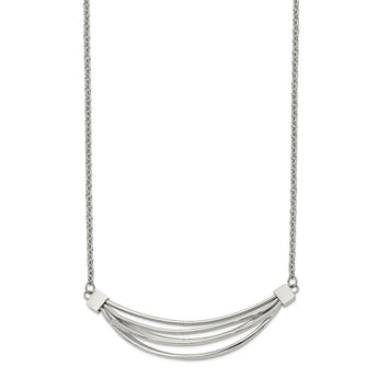 Stainless Steel Polished 3D Curved Bars 20in w/2in ext. Necklace