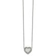 Stainless Steel Polished with CZ Heart 19.25in with 2in ext. Necklace