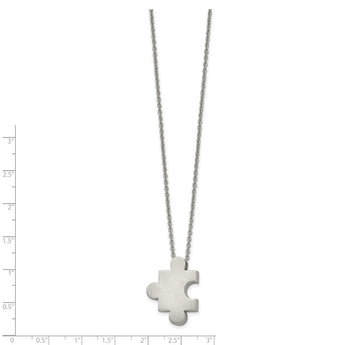 Stainless Steel Brushed Puzzle Piece 16in w/2.75in ext. Necklace