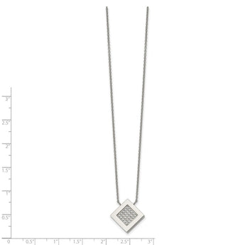 Stainless Steel Polished with CZ 17in with 2.75in ext. Necklace