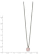 Stainless Steel Polished with Rose Quartz Square 16in w/2in ext. Necklace