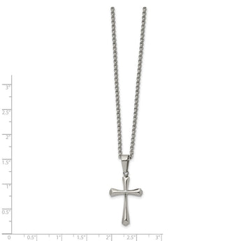 Stainless Steel Polished 22in Cross Necklace