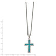 Stainless Steel Polished w/Imitation Opal 22in Small Cross Necklace