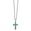 Stainless Steel Polished w/Imitation Opal 22in Small Cross Necklace