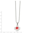 Stainless Steel Polished w/Red Enamel Cross Medical 20in Necklace