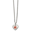 Stainless Steel Polished w/Red Enamel Heart Medical 20in Necklace