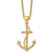 Stainless Steel Polished Yellow IP-plated w/Crystal Anchor 24in Necklace