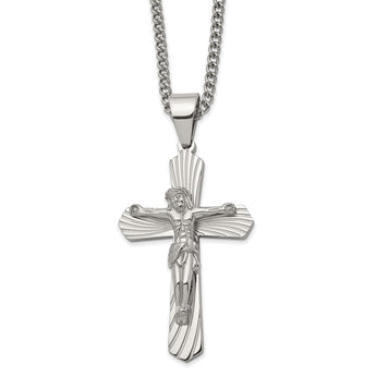 Stainless Steel Polished Crucifix 24in Necklace