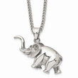 Stainless Steel Polished 3D Elephant 24in Necklace