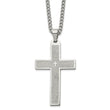Stainless Steel Polished Lord's Prayer Cross 24in Necklace