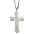 Stainless Steel Polished Lord's Prayer Cross 24in Necklace