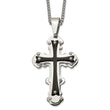 Stainless Steel Polished Black IP-plated Cross 24in Necklace