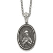 Stainless Steel Antiqued and Polished Our Lady of Guadalupe 24in Necklace